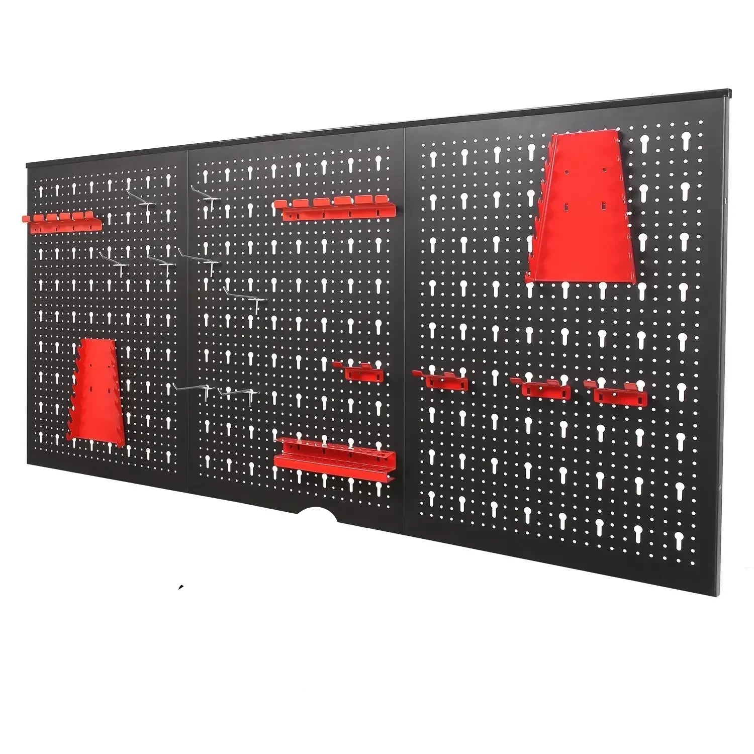 Gereedschapswand - Wandorganizer - Gereedschapsbord - 120x60 cm - Metalen Gereedschapswand - Inclusief 17-delige Haken Set - Ruimtebesparend & Uitbreidbaar - Eenvoudige Montage - Rood - QUORE