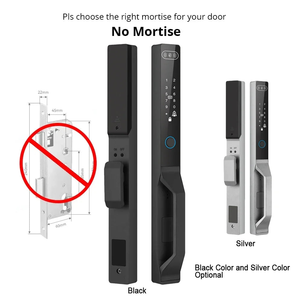 For Euro Mortise of 85/92 3D Face Recognition Smart Door Lock Tuya App Control IP68 Waterpoof Wifi Eletric Digital Smart Lock - QUORE