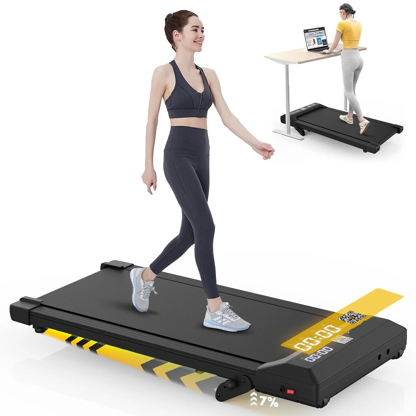 Loopband – Wandelband – Walking Pad – Treadmill – Hometrainer – Verstelbare Hellingshoek – Bluetooth Speakers - Zwart