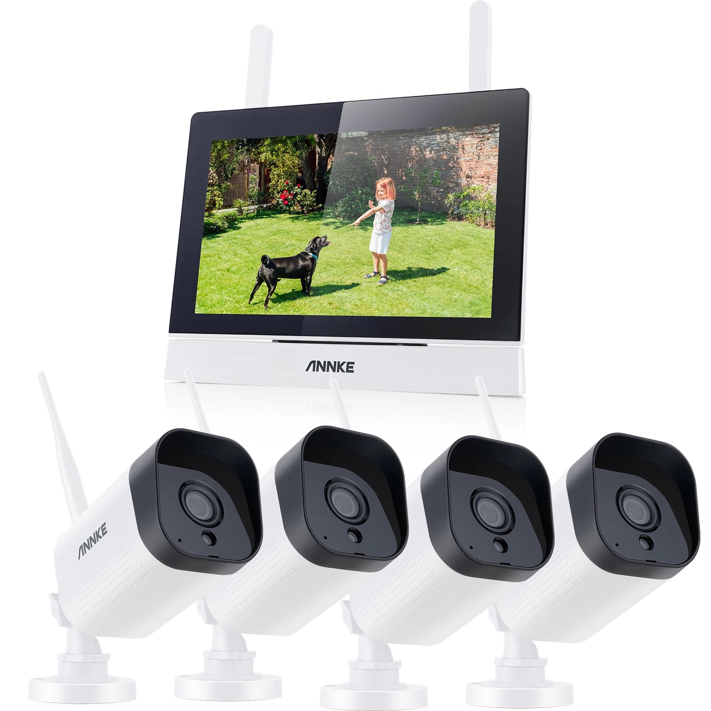 ANNKE-Wireless NVR Camera, CCTV System, Motion Detection, Two-Way Audio, IR Night Vision, 4PCS 3MP Cam, 4CH, 7 "Monitor, WTL300
