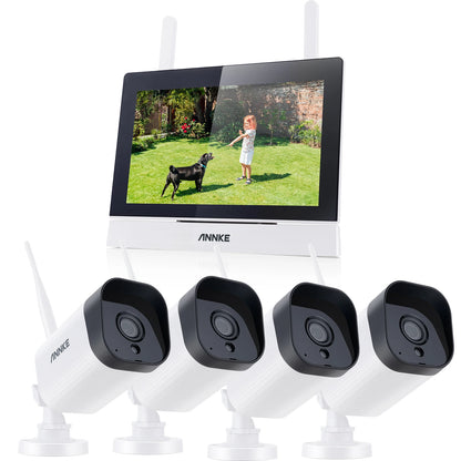 ANNKE-Wireless NVR Camera, CCTV System, Motion Detection, Two-Way Audio, IR Night Vision, 4PCS 3MP Cam, 4CH, 7 "Monitor, WTL300