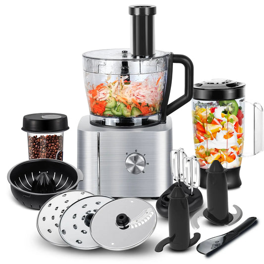 Slow Juicer - Juicer - Fruit and vegetable juicer - Juice extractor - 3HP - 1100W - Heavy Duty - Commercial Quality - Timer blender - Mixer - Juicer - Fruit food processor - Ice smoothies - Three speeds - Silver