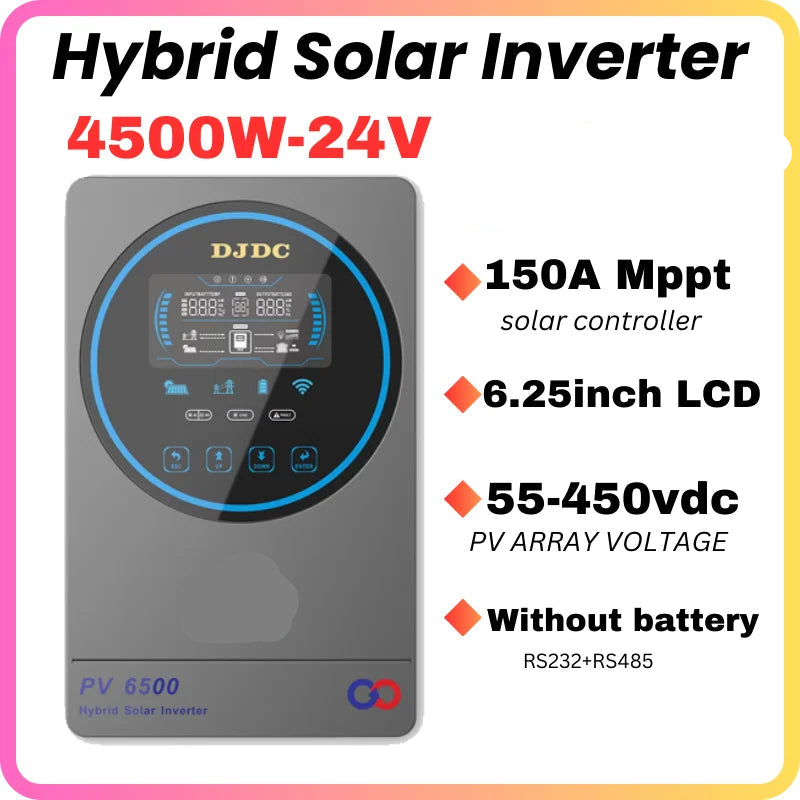 Zonne-energie Omvormer – Off-Grid Omvormer – Hybride Omvormer – MPPT Lader – 4,5 kW Vermogen – Pure Sinusgolf – Touchscreen Display