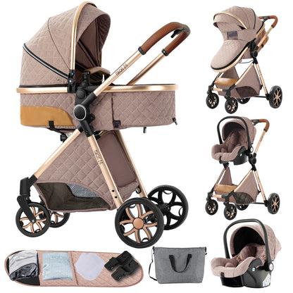 Baby High Landscape Lightweight Prams 3-in-1 Baby Stroller Travel System Carriages for Newborns Pushichair Car Seat Stroller