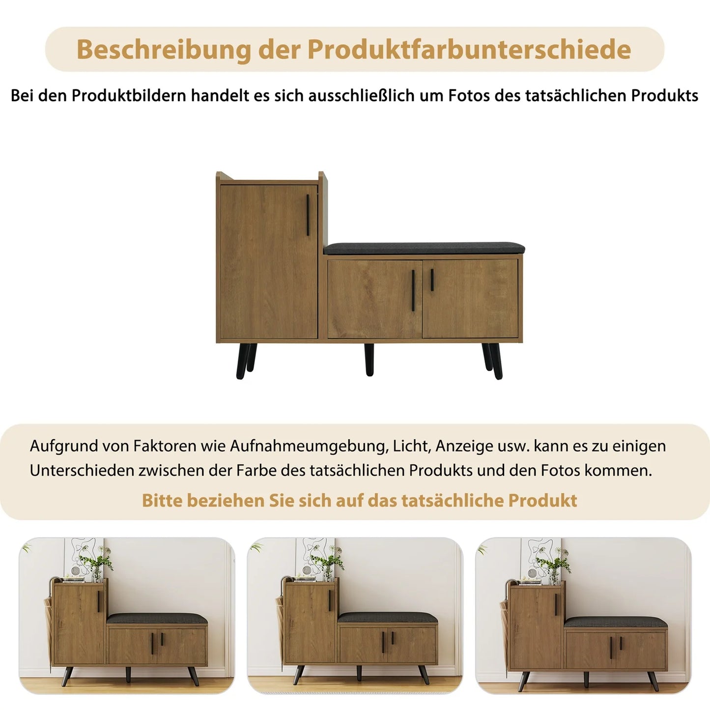 Schoenenkast – Schoenopberger – Schoenenrek – Schoenmeubel – Zitbank – Vier Laden – Comfortabele Foam Zitting - 100 x 34 x 68 cm - Bruin