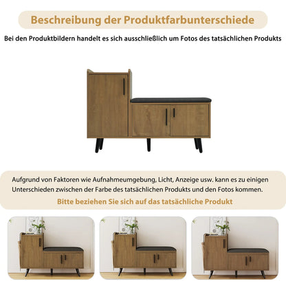 Schoenenkast – Schoenopberger – Schoenenrek – Schoenmeubel – Zitbank – Vier Laden – Comfortabele Foam Zitting - 100 x 34 x 68 cm - Bruin