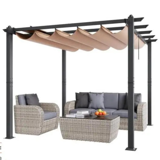 Uitschuifbare Pergola – Buitenoverkapping – Schaduwdoek – Aluminium Frame – UV50+ Bescherming – 3x3 Meter – Eenvoudige Montage - 10x13ft
