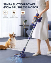 Cordless Stick Vacuum Cleaner - Stick Vacuum Cleaner - Vacuum Cleaner - Cordless Stick Vacuum Cleaner - Powerful Suction - 400W - 38Kpa - 1L dust container - for pets and household appliances - Purple
