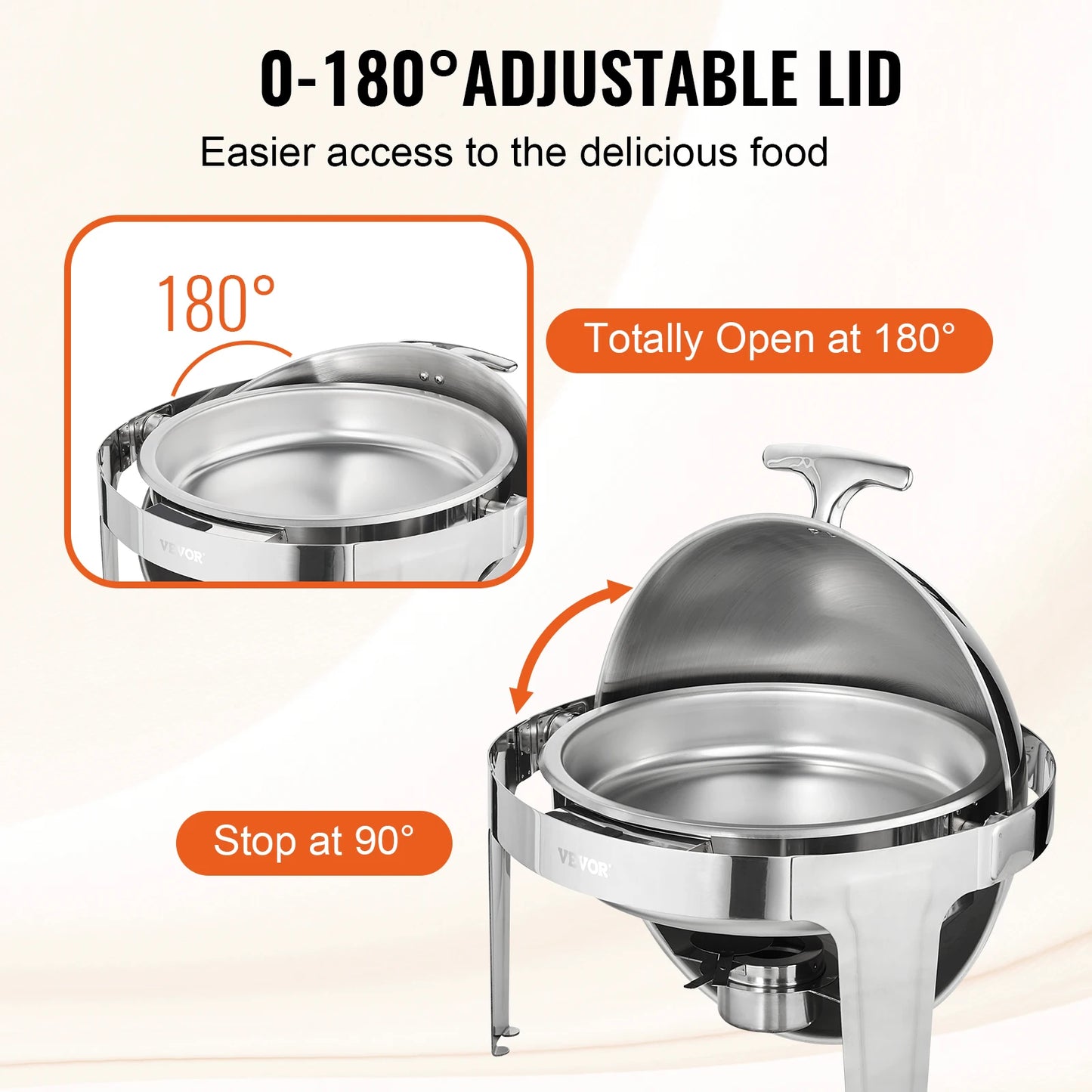 Chafing Dish - Buffetwarmer - Ronde Chafing Dish Elektrisch - Warmhoudplaat  - Warmhoudbakken  - 6QT  - Set van 2 - RVS Buffet Warmhoudbakken voor Catering - QUORE