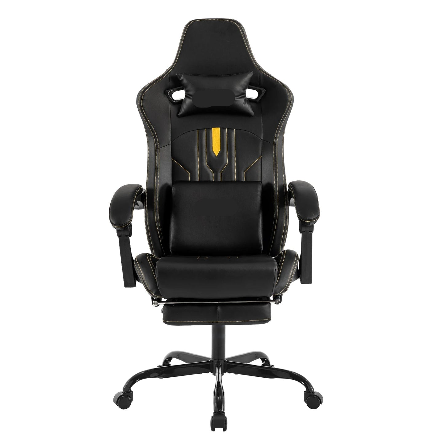 Gaming Stoel - Gamestoel - Bureaustoel - Computerstoel - Ergonomische Gaming Chair - PU Leder Bureaustoel -  met Nekkussen & Verstelbaar Rugkussen - Met beensteun - voor Comfortabel Gamen en Werken - Zwart