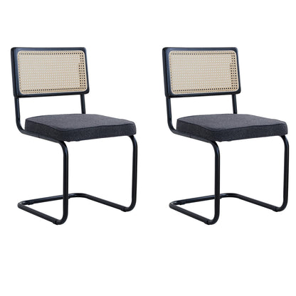 Set of 2 / 4 Vintage Dining Chair Plastic Rattan Chair Home Bedroom Desk Back Stool Bow Grain Velvet Cushion Seat Black / White
