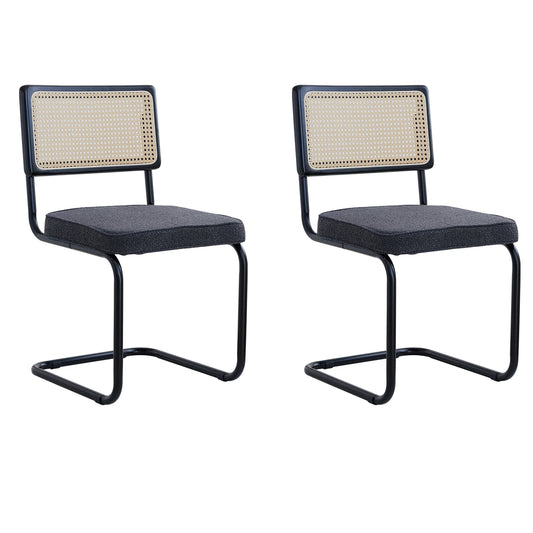 Set of 2 / 4 Vintage Dining Chair Plastic Rattan Chair Home Bedroom Desk Back Stool Bow Grain Velvet Cushion Seat Black / White