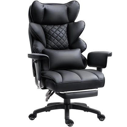 Ergonomische Bureaustoel - Loungestoel - Gamingstoel - met Pocketvering - en Lendensteun - Verstelbare Hoge Rugleuning - Comfortabele Kantoorstoel - met Armleuningen - Draai- en Roldesign - Voor Gaming & Thuiswerken - Zwart