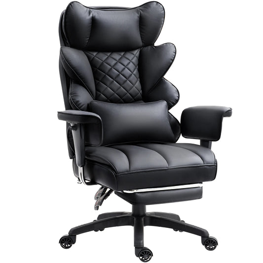 Ergonomische Bureaustoel - Loungestoel - Gamingstoel - met Pocketvering - en Lendensteun - Verstelbare Hoge Rugleuning - Comfortabele Kantoorstoel - met Armleuningen - Draai- en Roldesign - Voor Gaming & Thuiswerken - Zwart