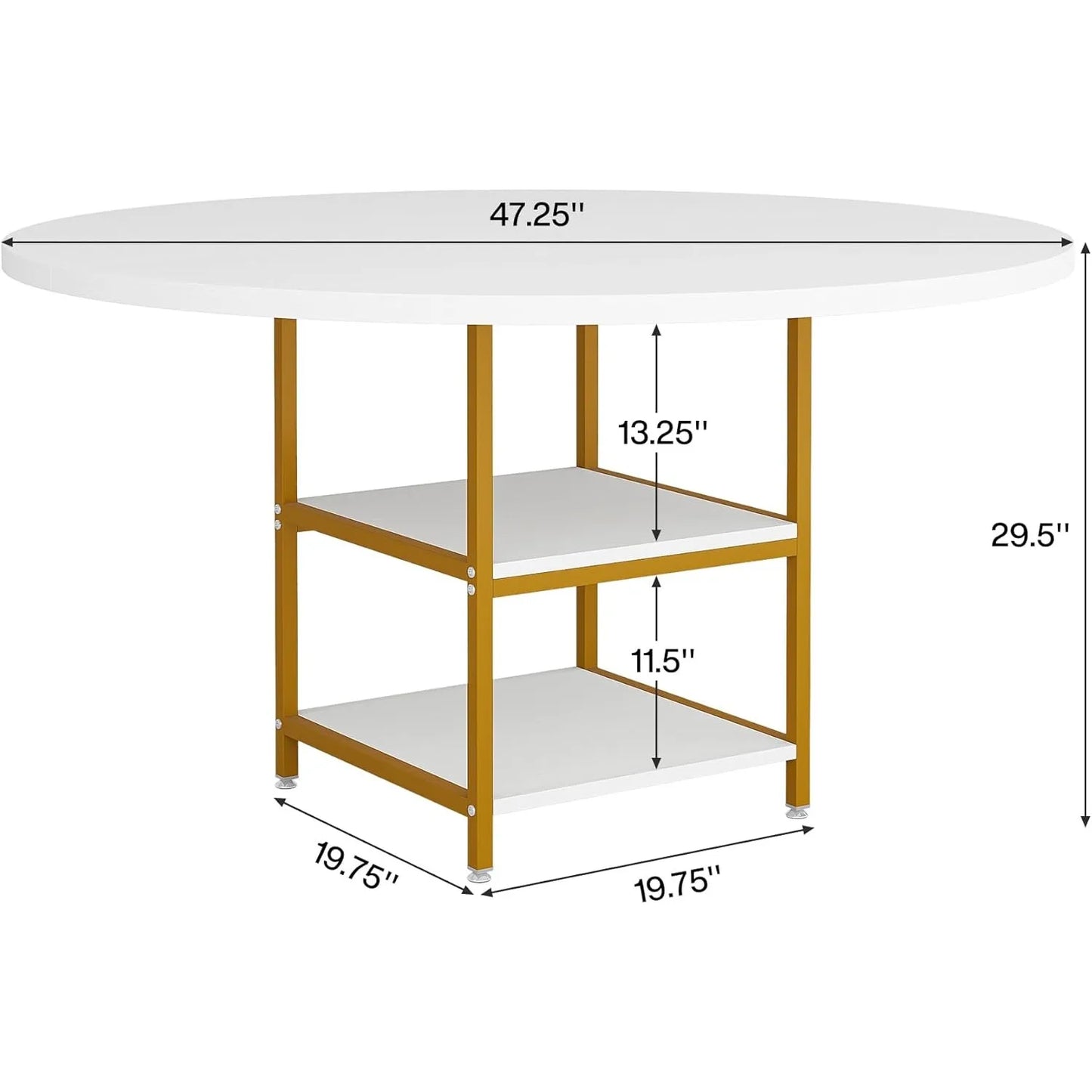 Ronde Vergadertafel – Meetingtafel – Overlegruimte – Werktafel – Conferentietafel – 120 Cm Diameter – Wit Tafelblad – Met Opbergruimte - 120 x 120 x 75 cm - Wit-Goud