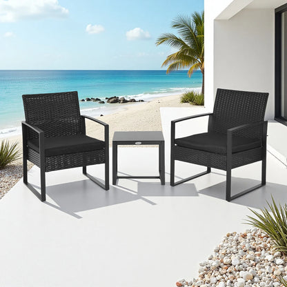 Loungeset – Loungeset Voor Buiten – Tuinmeubelen – Balkonmeubilair – Polyrattan – Waterafstotende Kussens – Metalen Frame