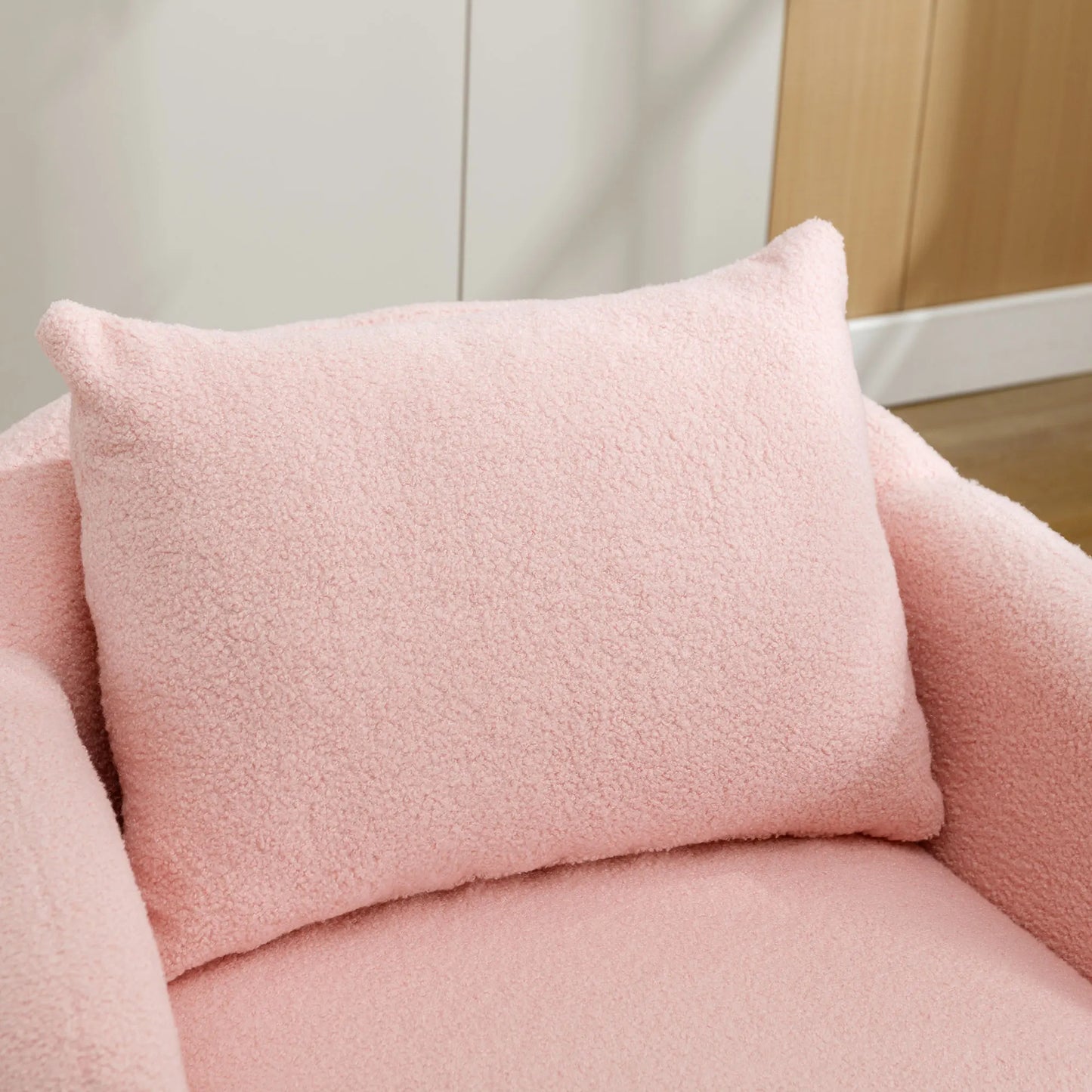 Relaxstoel – Lounge Stoel – Fauteuil – Zetel – Teddyfluweel – Ergonomische Rugsteun – Stevig Houten Frame - Roze