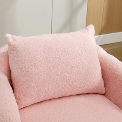 Relaxstoel – Lounge Stoel – Fauteuil – Zetel – Teddyfluweel – Ergonomische Rugsteun – Stevig Houten Frame - Roze