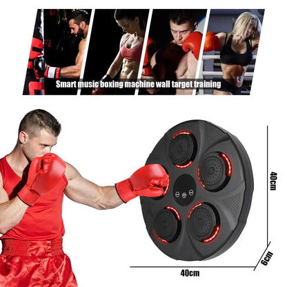 Music Boxing Machine - Music Boxing Machine voor de Muur - Gemonteerde Boks Trainer met Bluetooth & 2 Paar Handschoenen - Reactie-en Snelheidstraining voor Kinderen & Volwassenen - Zwart