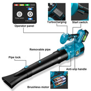 Universal Leaf Blower - Leaf Blower - Blower - Air Freshener - Turbo Blower - 18V - 2 Gears Cordless Leaf Blower - without Battery and Plug