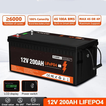12V Li-Ion Accu – Lithium Accu – Energieopslag – Camperaccu – Bootaccu – 200AH Capaciteit – IP65 Bescherming