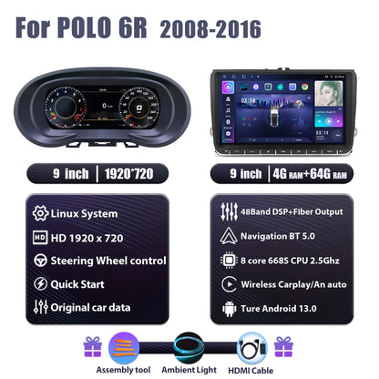 Dashboard Display – Digitaal Instrumentenpaneel – Auto Cockpit Scherm – Navigatie Paneel – Android Radio Player – 9 Inch HD Scherm – Snelle 1.5 GHz Processor