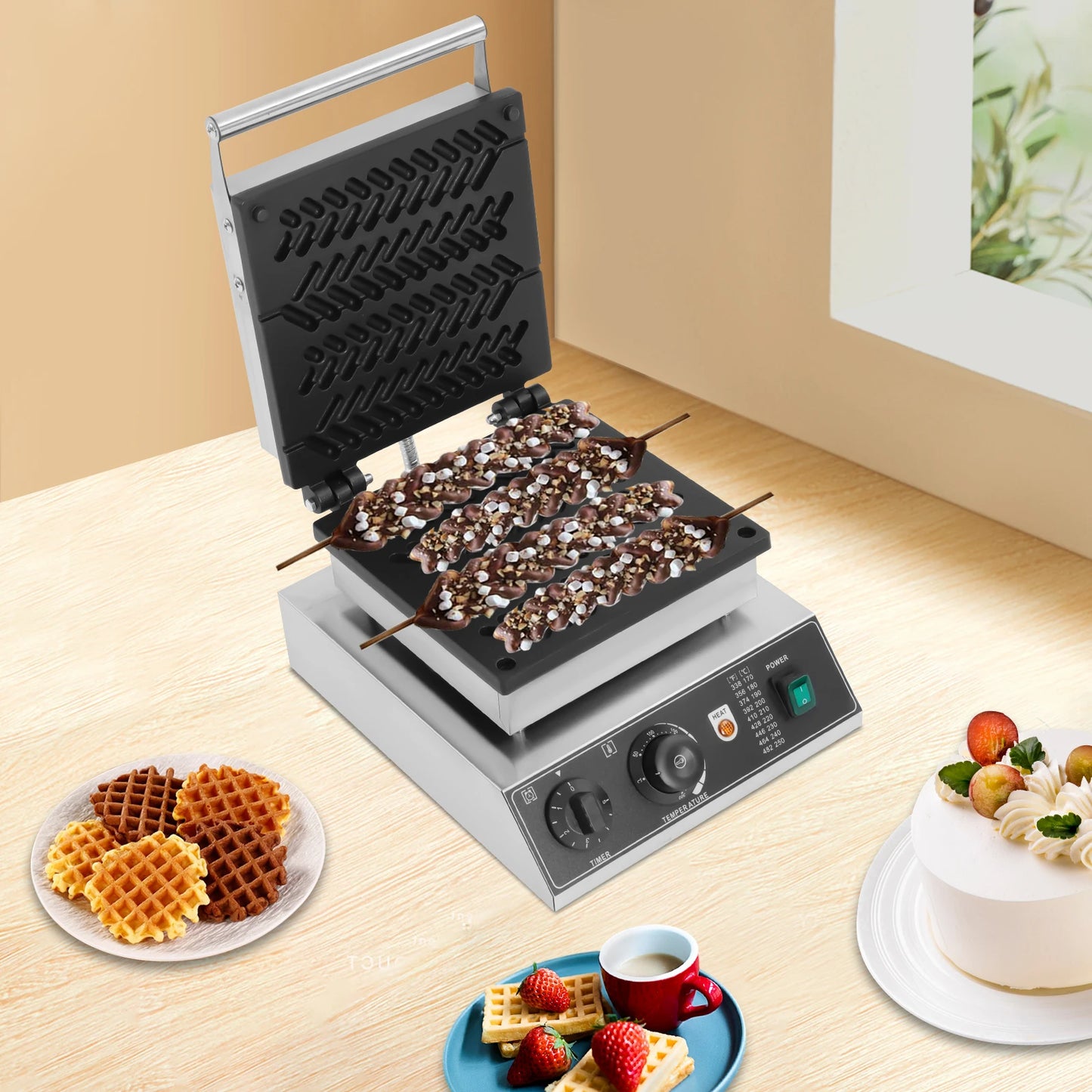 Wafelijzer – Wafel Maker – Wafelijzer Tarwestengel – Wafel Bakker – Wafelijzer 4 Wafels – Gietaluminium – Non-Stick Coating
