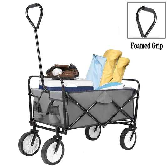 Bolderkar - Wagen - Bolderwagen - Opvouwbaar - Strandkar - Sterke Camping- en Strandwagen met Wielen en Handvat - 75 kg laadvermogen - Grijs