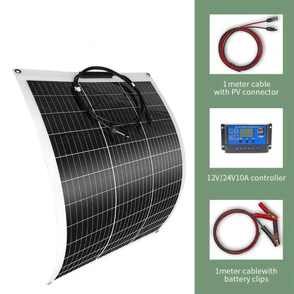 Zonnepanelen - Zonnepaneel Systeem - Monokristallijne Solar Kit - Flexibel - Zonne Energie - 100W - Waterdichte - voor Camping, RV en Thuisgebruik