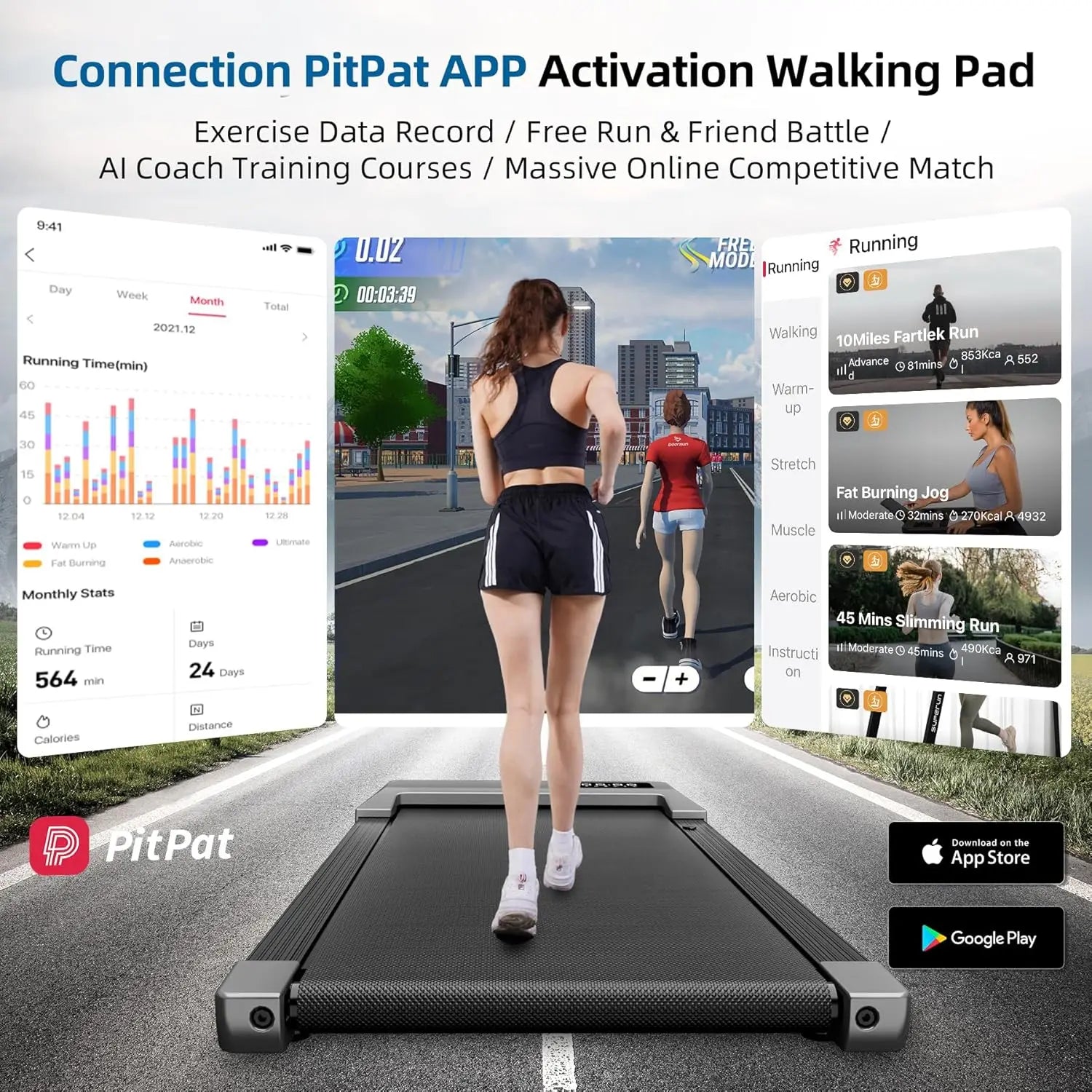 Loopband - Wandelband - Walking Pad - Hardloopband - Loopbanden - 2-in-1 - 2.2HP - 45dB - Vouwbare - Afstandsbediening - App-besturing - voor Thuis en Kantoor - Zwart - QUORE