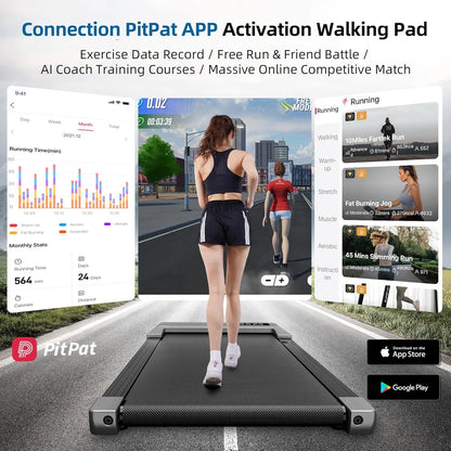 Loopband - Wandelband - Walking Pad - Hardloopband - Loopbanden - 2-in-1 - 2.2HP - 45dB - Vouwbare - Afstandsbediening - App-besturing - voor Thuis en Kantoor - Zwart - QUORE