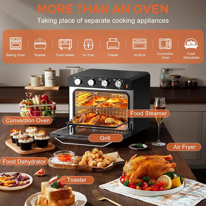 Airfryer Oven - Hetelucht Friteuse - Vrijstaande Oven - Pizzaoven - 36L - 2000W - 10-in-1 Functies - Digitale Timer & Temperatuur - Dubbel Glas - RVS