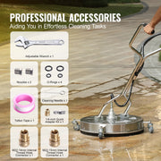 Vevor - BS20S - Patio Cleaner - Surface Cleaner - High Pressure Cleaner - Multi Surface Cleaner - with Handles and Wheels - 4000PSI - Silver