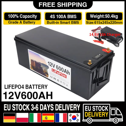 Batterij - Solar batterijen - Powerstation - Zonne opslag - Lithium IJzer Fosfaat Batterij - Opslag - 12V - 120AH - LiFePO4 Batterij met Ingebouwde BMS voor RV, Campers, Golfkarren en Zonne-opslag