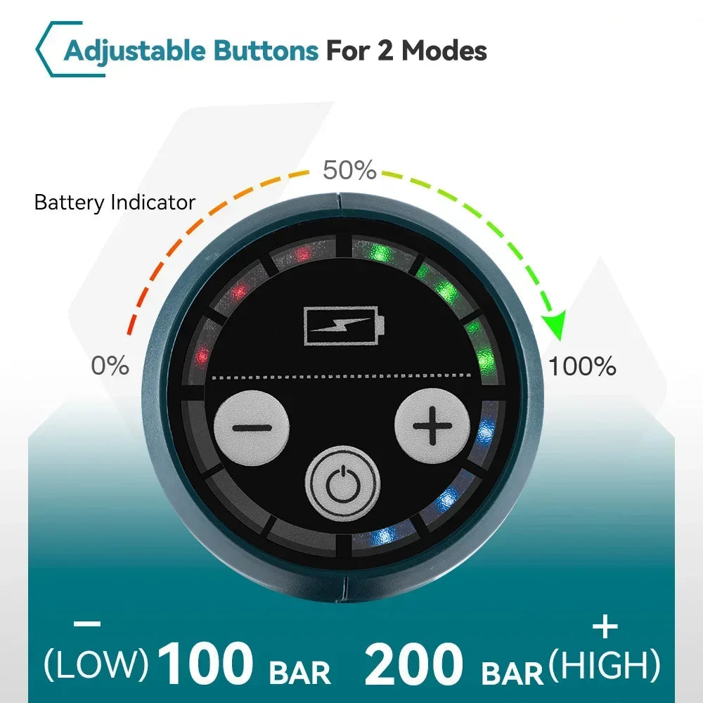 Draadloze Hogedrukreiniger - 200 Bar - 3500W Brushless Motor - Draagbare Ontwerp - 6-in-1 Spuitmond - Voor Auto - Tuin en Terras - Gebruiksvriendelijk - Zonder Accu