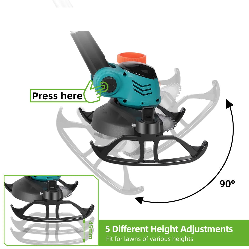 Handmaaier - Grasmaaier - Grastrimmer - Grasschaar - Grasmachine - 3000W - 6-Inch - Elektrische/Accu - Grastrimmer met 90° Verstelbare Kop – Tuingereedschap voor Precisiewerk - 21V/18V Compatibel - Inclusief 2x Accu - QUORE