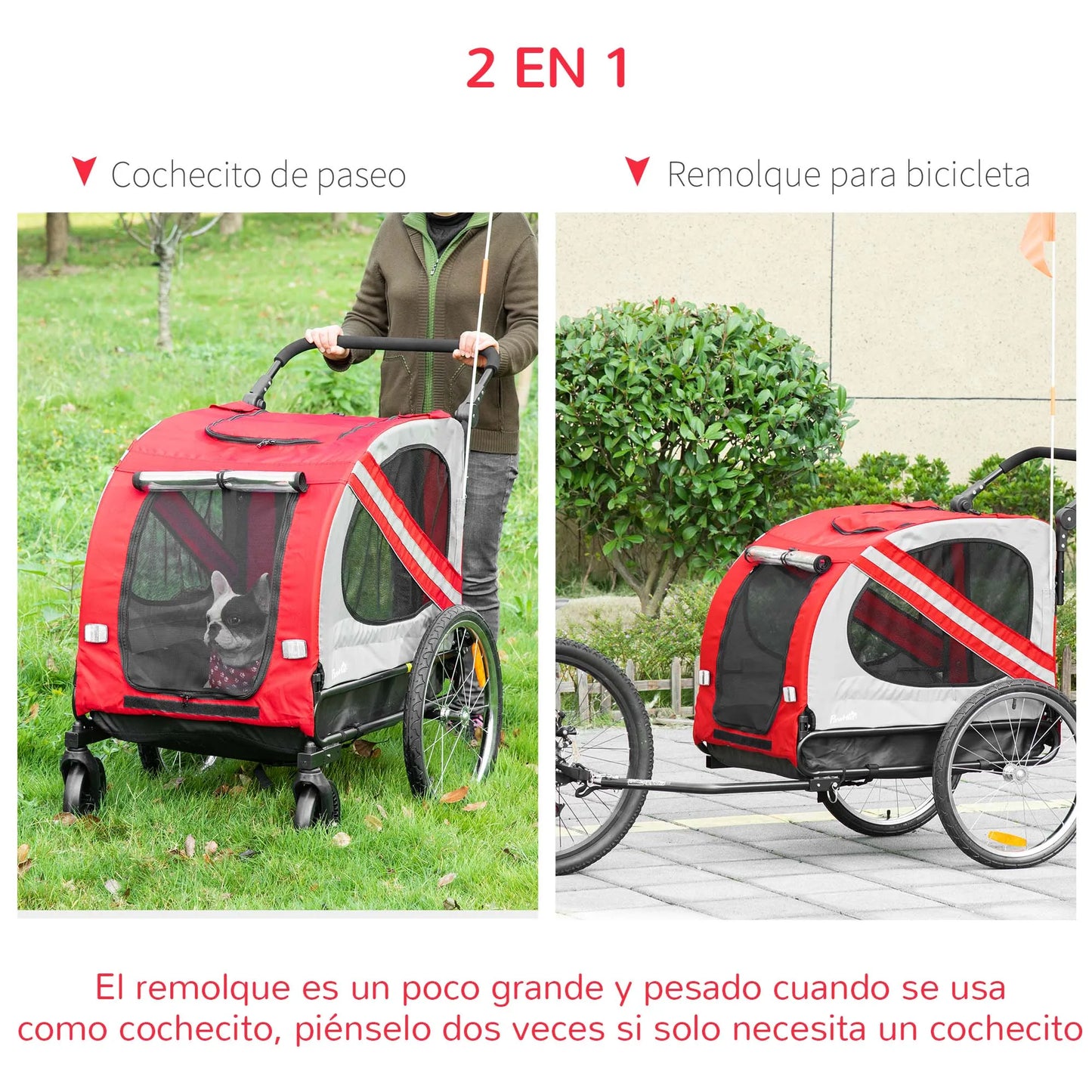 Fietskar - Fietsaanhanger - Transportaanhanger - met 6 Rode Reflectoren - Draagkracht 20kg - Inklapbare Aanhanger - Dekzeil - Veiligheidsvlag - Perfect voor Dagelijks Transport - Metalen Frame - Oxford-doek - 140 x 72.5 x 108 cm - Rood