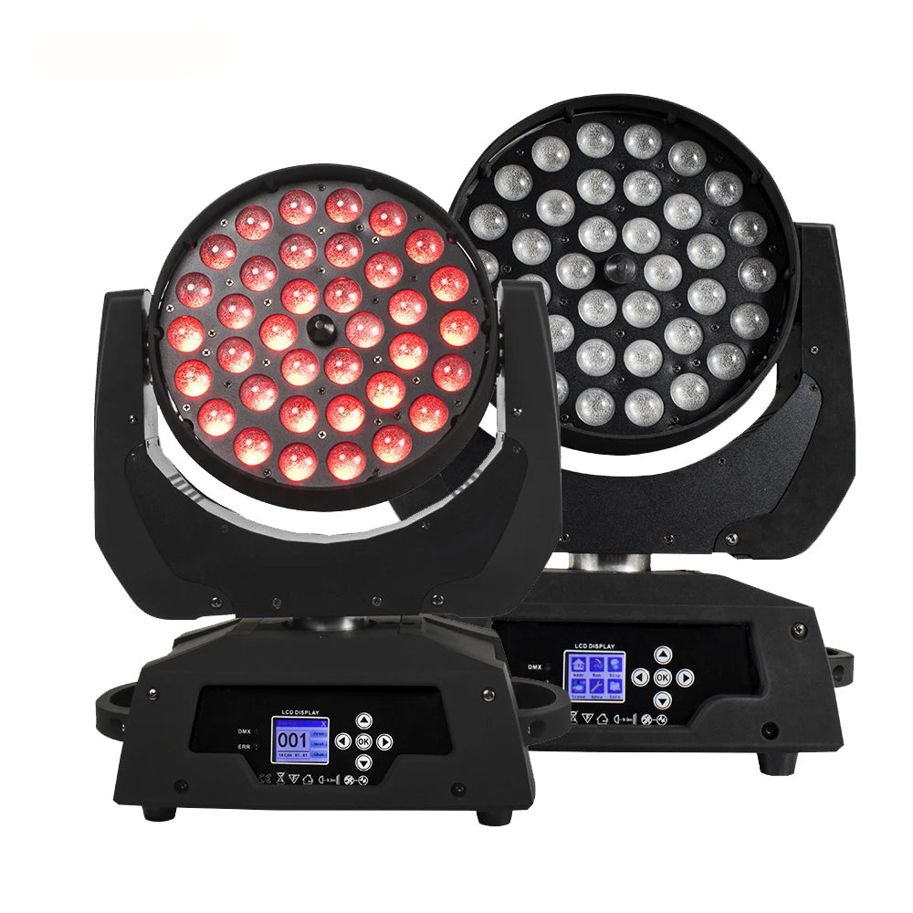 LED Moving Head Wash Zoom Light – DJ Verlichtingslamp – Podiumspot – Feestverlichting – Party Lamp Set 2 Stuks – RGBWA+UV 6-in-1 Kleurenmix – DMX512 Professionele Besturing - QUORE