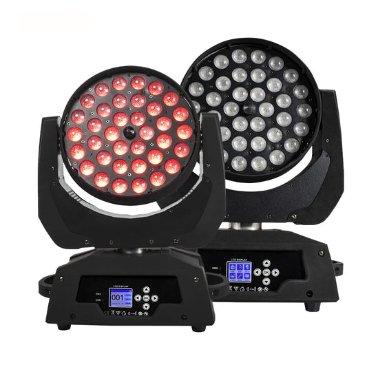 LED Moving Head Wash Zoom Light – DJ Verlichtingslamp – Podiumspot – Feestverlichting – Party Lamp Set 2 Stuks – RGBWA+UV 6-in-1 Kleurenmix – DMX512 Professionele Besturing - QUORE