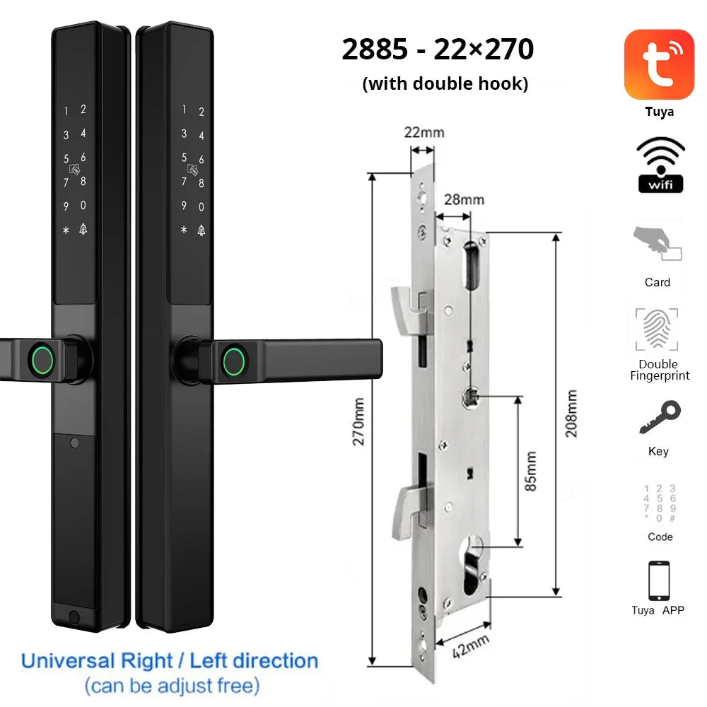 Vingerafdrukslot – Slimme Deurslot – Elektronisch Slot – Smart Lock – Deurklink Slot – Wifi Connectiviteit – IP67 Waterdicht – Aluminium Materiaal