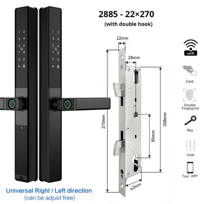 Slimme Wifi Deurslot – Elektronisch Slot – Biometrisch Slot – Vingerafdrukslot – Digitale Deurslot – IP67 Waterdicht – Snelle Vingerafdrukherkenning - 2885 - 22x270 - met Hook