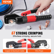 Vevor - Crimping Tool - Hydraulic Crimper - Copper and Aluminum Battery End Lug - with Cutting Pliers, Gloves - Red