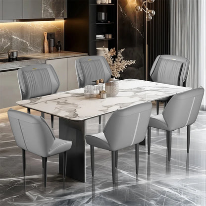 Eetkamerstoelen – Stoelen – Side Chairs – Armstoelen – Dining Chairs – Donkergrijs – PU-Leder Bekleding – Stevig Eucalyptus Houten Frame – Set van 2