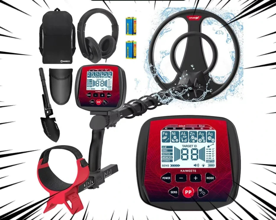 Metaaldetector - Professionele Metaaldetector - Onder Water Metaaldetector - Metaalzoekapparaat - Verstelbare Steel - IP68 Waterdichte Spoel - 6 Modi - LCD Display - 9V - 2 Accu