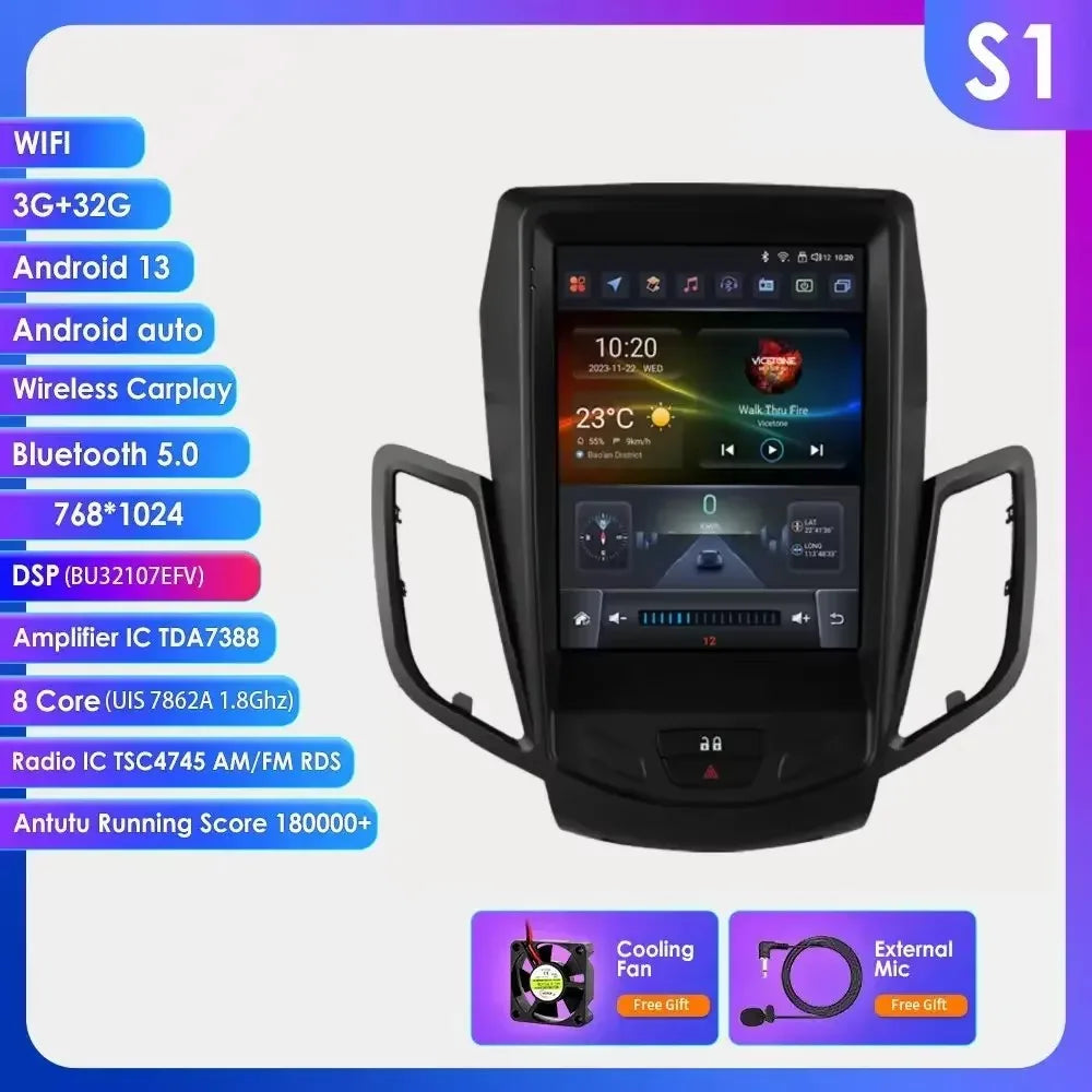 Autoradio Android 14 – 2Din Multimedia Speler – Navigatie Systeem – Carplay Autoradio – Draadloos Android Auto – 9,7 Inch Helder Scherm – 4G Netwerk Support