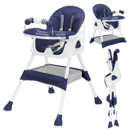 Opvouwbare Kinderstoel - Met Grote Antislipmat en Speelgoedrek - 6 Maanden en Ouder - Donkerblauw