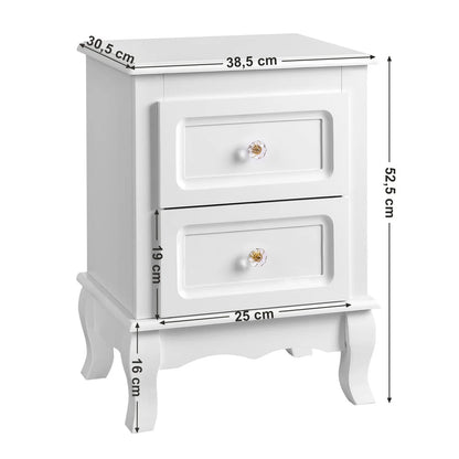 Nachtkastje - Kast - Slaapkamerdecoratie - Woonkamer - Organizer - 38,5 cm x 30,5 cm x 52,5 cm - Wit - QUORE