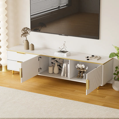 Tv-Kast – Tv-Meubel – Tv-Dressoir – Woonkamerkast – Marmeren Oppervlak – Ruime Lades