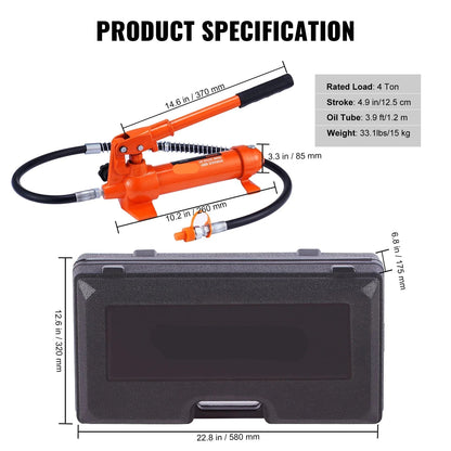 Hydraulische Cilinder Krik - Hydraulische Krik Luchtpomp - Porta Power - Autobody Frame - Reparatie Gereedschap - Verstelbare Lifting Jack - met Koffer - Heavy-Duty Kit - Auto Truck - Werkplaats Gereedschap - 4 Ton