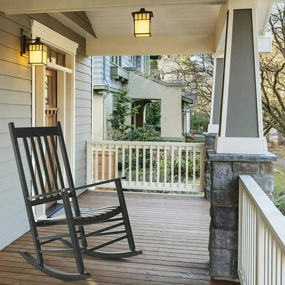 Schommelstoel - Tuinstoelen - Draaifauteuil - Houten - Grote Porche Rocker, Stoelen voor Slaapkamer, Woonkamer, Tuin en Balkon - Tuinstoelen - Strandstoel - Zwart